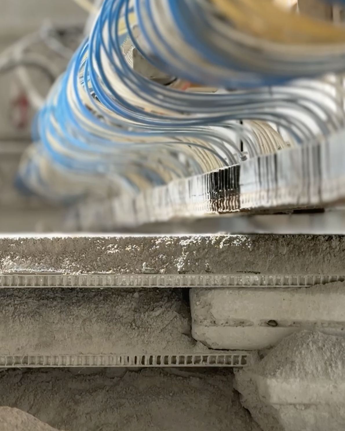 Detail of the D-Shape printer's nozzle wires